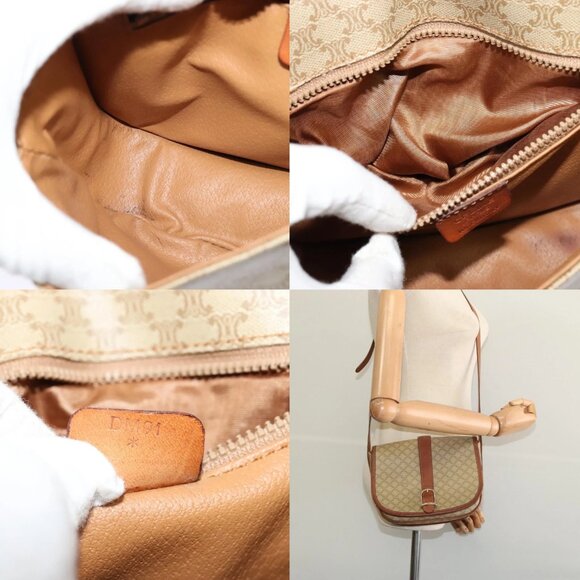 CELINE Macadam Canvas Shoulder Bag PVC Beige Gold Auth 118209 - Picture 15 of 16